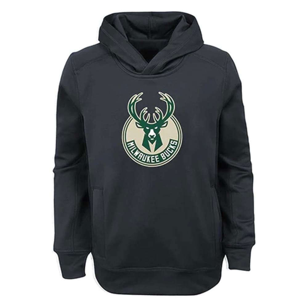 Milwaukee Bucks Outer Stuff Pullover Logo Hoodie Sweatshirt Gray Youth